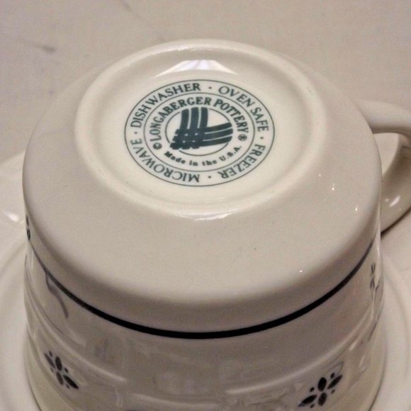 Longaberger Pottery Woven Traditions Heritage Green 8 oz. Cup and Saucer - Picture 6 of 7